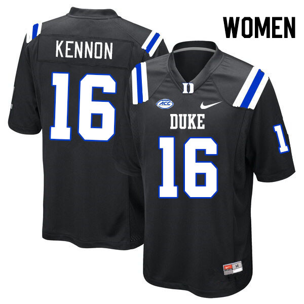 Women #16 Cole Kennon Duke Blue Devils College Football Jerseys Stitched-Black